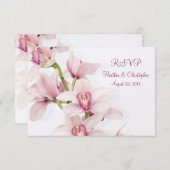 Roze Cymbidium Orchidee Huwelijk Antwoord RSVP Kaa (Voorkant / Achterkant)