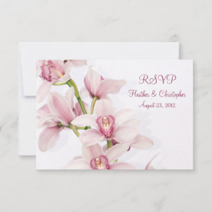 Roze Cymbidium-Orchidee Huwelijksreactie RSVP-kaar RSVP Kaartje