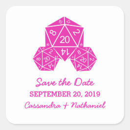 Roze D20-apparaat Sla de Stickers Datum op