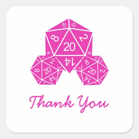 Roze D20-desktop - Hartelijk dank, Stickers (Voorkant)