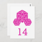 Roze D20-desktop tabelnummer Briefkaart (Voorkant / Achterkant)
