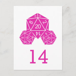 Roze D20-desktop tabelnummer Briefkaart