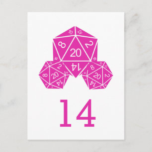 Roze D20-desktop tabelnummer Briefkaart