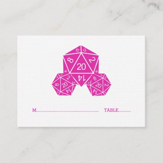 Roze D20-dice Wedding Place Card Plaatskaartje (Voorkant)