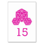 Roze D20 Dice Wedding Table Kaart (Voorkant)