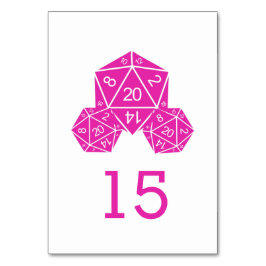 Roze D20 Dice Wedding Table Kaart