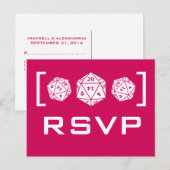 Roze D20-ijsgamer RSVP-Briefkaart Uitnodiging Briefkaart (Voorkant / Achterkant)