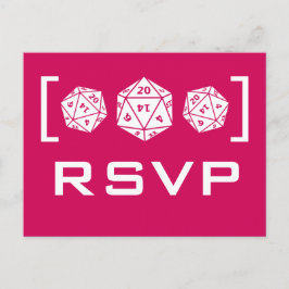 Roze D20-ijsgamer RSVP-Briefkaart Uitnodiging Briefkaart