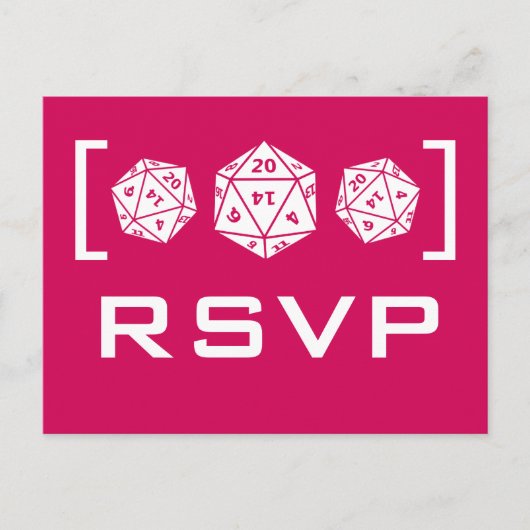 Roze D20-ijsgamer RSVP-Briefkaart Uitnodiging Briefkaart (Voorkant)