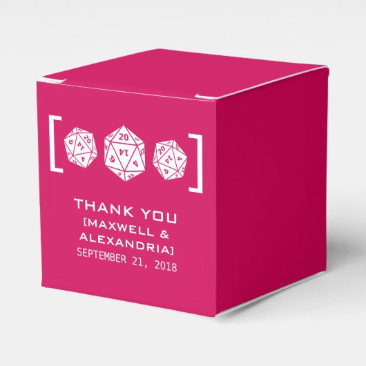 Roze D20-ijsgamer-ventilatorboxen Bedankdoosjes (Voorkant Zijde)