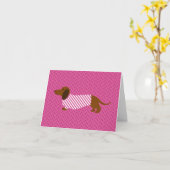 Roze Dachshond Moederdag kaart (Gele Bloem)