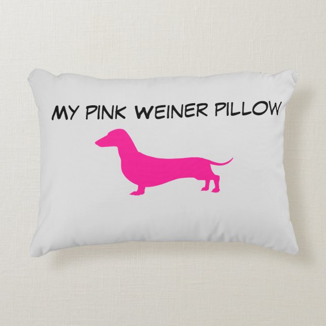Roze Dachshund Accent Pillow Mijn roze Weiner Kussen (Voorkant)