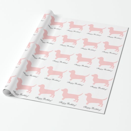 Roze Dachshund Cadeaupapier (Uitgerold)