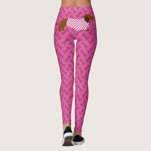 Roze Dachshund-Leggings Leggings (Achterkant)