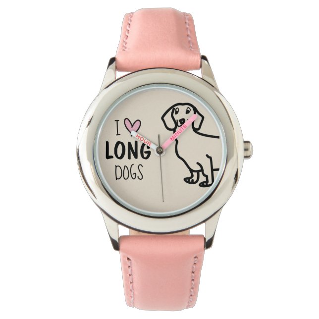 Roze Dachshund Liefde Girly Leuke Grappige Meme Horloge (Voorkant)