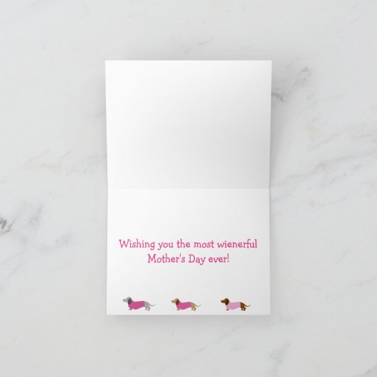 Roze Dachshund Moederdag Kaart (Binnen)