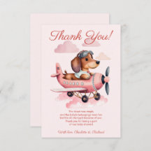 Roze Dachshund Plane Baby shower