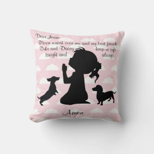 Roze Dachshund Prayer Pillow Kussen