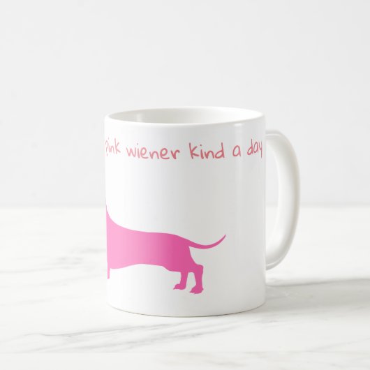 Roze Dachshund Silhouette Mok (Voorkant rechts)