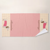 Roze dachshund Towel Gepersonaliseerd Doxie Towel Badhanddoek (Badhanddoek)