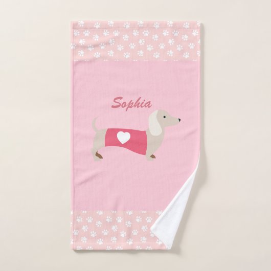 Roze dachshund Towel Gepersonaliseerd Gift Handdoek (Handdoek)