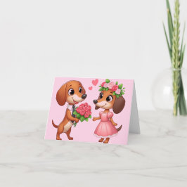 Roze Dachshund Vouwbare Wenskaart Kaart