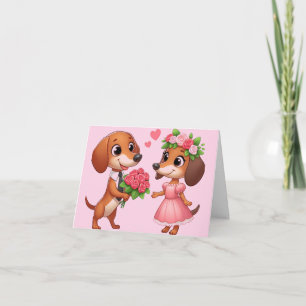 Roze Dachshund Vouwbare Wenskaart Kaart