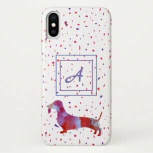 Roze dachshund Waterverf Art Confetti Case-Mate iPhone Case