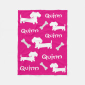 Roze Dachshund Wiener Hondendeken Naam aanpassen Fleece Deken (Voorkant)