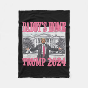 Roze Daddys Huis Trump 2024 Fleece Deken