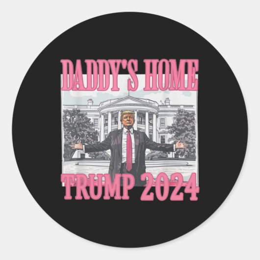 Roze Daddys Huis Trump 2024 Ronde Sticker (Voorkant)
