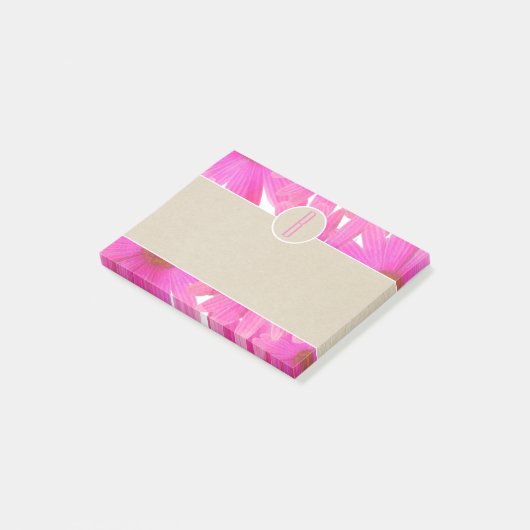 Roze dadels en Initiaal van bruine kraft Post-it® Notes (Schuin)