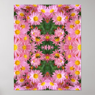 Roze dadels en roze bijen Abstract Poster