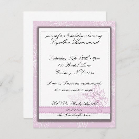 Roze Daffodil Wedding Shower-uitnodigingen Kaart (Voorkant / Achterkant)