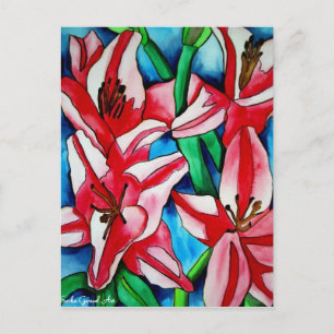 Roze dag laly waterverf art schilderij briefkaart