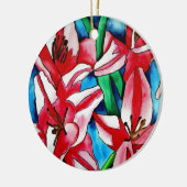 Roze dag laly waterverf art schilderij keramisch ornament (Links)