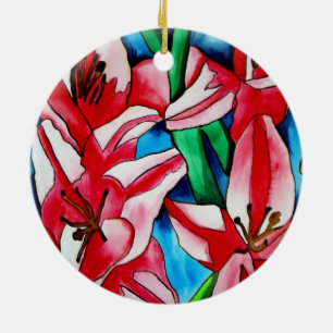 Roze dag laly waterverf art schilderij keramisch ornament