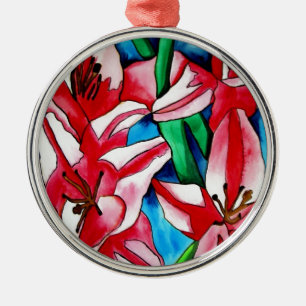 Roze dag laly waterverf art schilderij metalen ornament