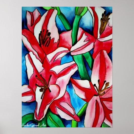 Roze dag laly waterverf art schilderij poster (Voorkant)