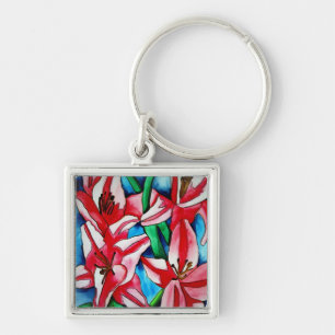 Roze dag laly waterverf art schilderij sleutelhanger