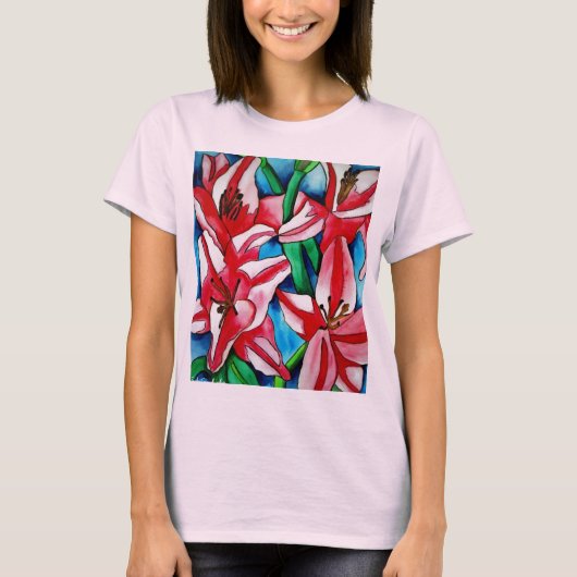 Roze dag laly waterverf art schilderij t-shirt (Voorkant)