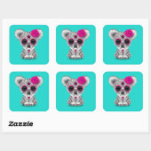 Roze Dag van de Dode Baby Koala Vierkante Sticker (Vel)