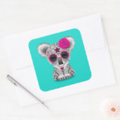 Roze Dag van de Dode Baby Koala Vierkante Sticker (Envelop)