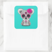 Roze Dag van de Dode Baby Koala Vierkante Sticker (Tas)