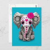 Roze dag van de dode Baby van de schedel Briefkaart (Voorkant / Achterkant)