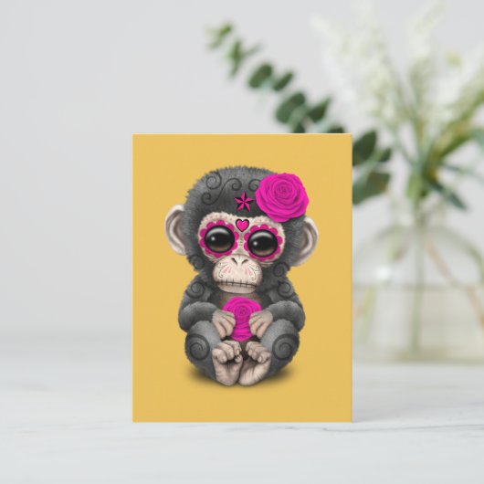 Roze dag van de dode Baby van de Suiker Briefkaart (Staand voorkant)