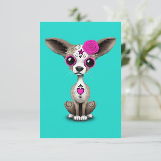 Roze dag van de dode Chihuahua (Staand voorkant)