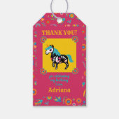 Roze | Dag van de Dode Eenhoorn Verjaardagsfeest Cadeaulabel (Voorkant)