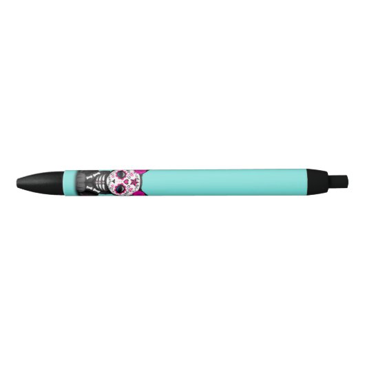 Roze dag van de dode Kitten Zwarte Inkt Pen (Voorkant)