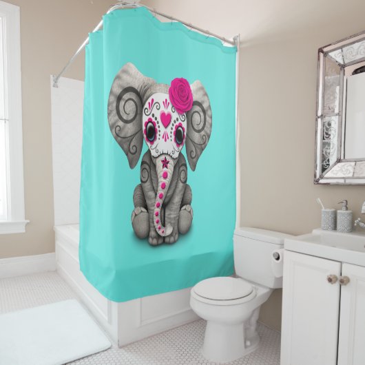 Roze dag van de dode olifant douchegordijn (In situ)